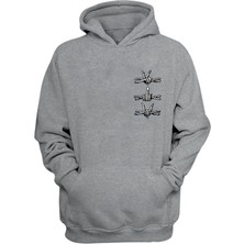 The Wert Unisex Dikenli Teller Baskılı Gri Normal Kalıp Şardonlu Kalın Sweatshirt