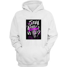 The Wert Unisex Melotom,baka Baskılı Beyaz Normal Kalıp Şardonlu Kalın Sweatshirt