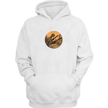 The Wert Unisex Poz Veren Çekirge Baskılı Beyaz Normal Kalıp Şardonlu Kalın Sweatshirt