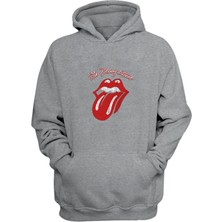 The Wert Unisex The Rolling Stones Baskılı Gri Normal Kalıp Şardonlu Kalın Sweatshirt