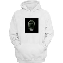 The Wert Unisex Ganster Trap Maske Baskılı Beyaz Normal Kalıp Şardonlu Kalın Sweatshirt