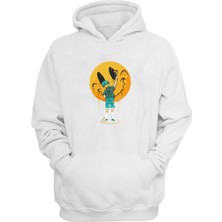 The Wert Unisex Gülen Yüz Çizen Çocuk Baskılı Beyaz Normal Kalıp Şardonlu Kalın Sweatshirt