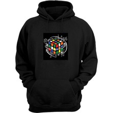 The Wert Unisex Zeka Küpü Baskılı Siyah Normal Kalıp Şardonlu Kalın Sweatshirt
