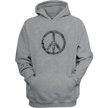 The Wert Unisex Peaceful Symbol Baskılı Gri Normal Kalıp Şardonlu Kalın Sweatshirt