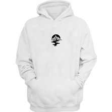 The Wert Unisex Dağ ve Gökyüzü Yıldızlar Baskılı Beyaz Normal Kalıp Şardonlu Kalın Sweatshirt