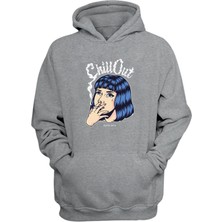 The Wert Unisex Chill Out Estd 2019 Baskılı Gri Normal Kalıp Şardonlu Kalın Sweatshirt