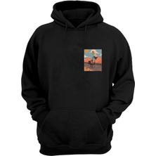 The Wert Unisex Alien Riding A Skateboard Baskılı Siyah Normal Kalıp Şardonlu Kalın Sweatshirt