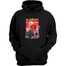 The Wert Unisex All Heart, No Paın Baskılı Siyah Normal Kalıp Şardonlu Kalın Sweatshirt