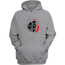 The Wert Unisex La Casa De Papel Profesör Baskılı Gri Normal Kalıp Şardonlu Kalın Sweatshirt