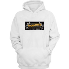 The Wert Unisex Paradise Kelebek Baskılı Beyaz Normal Kalıp Şardonlu Kalın Sweatshirt