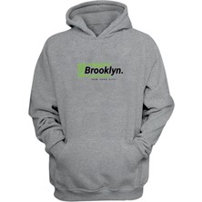 The Wert Unisex Brooklyn, New York Cıty Baskılı Gri Normal Kalıp Şardonlu Kalın Sweatshirt