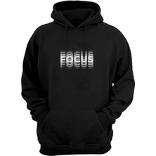 The Wert Unisex Focus Baskılı Siyah Normal Kalıp Şardonlu Kalın Sweatshirt