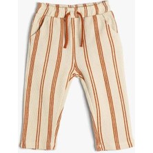 Koton 4SMB40083TK Koton Erkek Bebek Eşofman Alt Ekru Çizgili