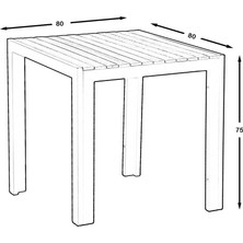 Kozza Home Kalos Bahçe Masa Kare - 70 cm x 70 cm
