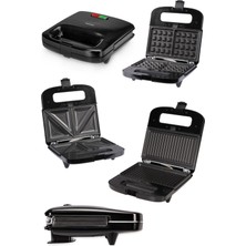 EKS Ticaret Goldmaster Trimax 4’ü Bir Arada Çıkarılabilir Mini Tost Izgara Waffle Sandviç Makinesi GM7452