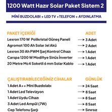 NASAENERJİ 1200 Watt Güneş Enerjili Mini Buzdolabı + Tv + Aydınlatma Hazır Solar Paketi 2