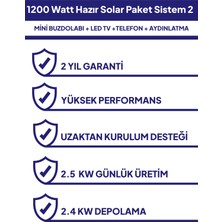 NASAENERJİ 1200 Watt Güneş Enerjili Mini Buzdolabı + Tv + Aydınlatma Hazır Solar Paketi 2