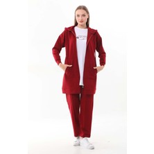 Westbound Kadın Kabartma Baskılı Bordo Renk 3 Lü Spor Takım