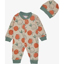 Breeze Kız Bebek Tulum Nar Desenli 0-6 Ay, Bej