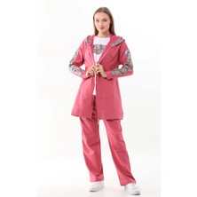 Westbound Kadın Leopar Pul Payet Detaylı Pudra Renk 3 Lü Spor Takım