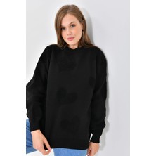 Parkkaron Kalp Desenli Ince Oversize Triko Kazak