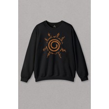 So Cool Siyah Sweatshirt Kyuubı Seal Of Naruto Jınchuurıkı Logo Baskılı Sweat