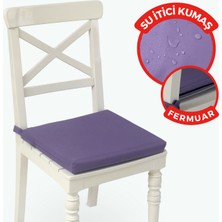 Xpermate Fermuarlı Sandalye Minderi Su Itici Kumaş 40X40 cm Sünger Sandalye Minderi Bağcıklı Mor