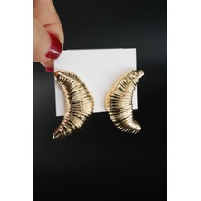 By Zeyna Aksesuar Kadın Vip Seri Özel Tasarım Kruvasan Model Marka Küpe Seti