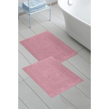 Class 2li 50X70 cm Ayak Izli / Düz Banyo Paspas Havlu Seti Pembe