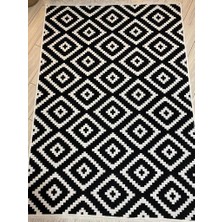 Stay With Love Kilim Çift Taraflı Pamuklu Dokuma Yıkanabilir Modern Kilim Siyah Beyaz