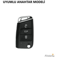 Alazpay Vw Volkswagen Seat Skoda Golf Leon Ibiza Octavia T-Roc Tpu Anahtar Kılıfı (Sustalı)