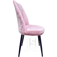 Heytgah Kadife Sandalye Kılıfı Retro Oval Sandalye Örtüsü Sandalye Koruma Tekli(Küçük İÇİN)35X45 Pudra
