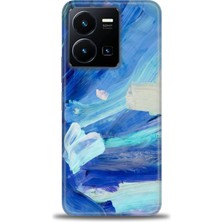 gmotp Vivo Y35 Kılıf Hd Baskılı - Mavi Beyaz