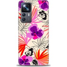 gmotp Xiaomi Mi 12T Pro Kılıf Hd Baskılı Kılıf - Kırmızı Mor Çiçekler