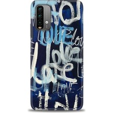 gmotp Xiaomi Redmi 9t Kılıf Hd Baskılı Kılıf - Love Mavi
