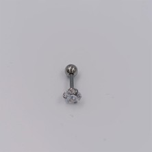 Hena Çelik Silver Tek Taş  Piercing