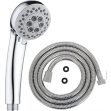 Store - 3 Fonksiyonlu Yüksek Dayanımlı Abs Duş Başlığı + 150CM Örgülü Duş Spirali Hortumu + Duş Başlığı Askısı (3'lü Duş Seti Takımı)