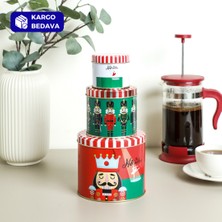 Sarkap Nutcracker Seri - 3'lü Metal Yuvarlak Saklama Kabı