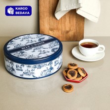 Sarkap Blue&white Seri - Yuvarlak Metal Saklama Kabı