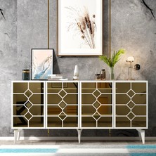 Demonte Dekor Adden Konsol Beyaz-Altın