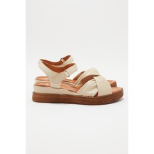Venüs Kadın Comfort Deri Sandalet Bej 2216403Y