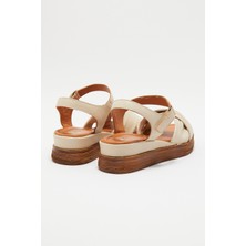 Venüs Kadın Comfort Deri Sandalet Bej 2216403Y