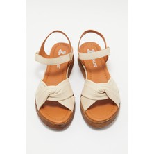 Venüs Kadın Comfort Deri Sandalet Bej 2216403Y