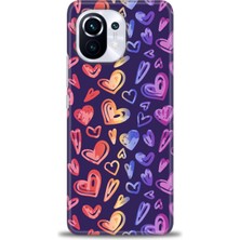 gmotp Xiaomi Mi 11 Kılıf Hd Baskılı Kılıf - Renkli Kalpler