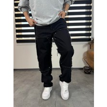 We Fabrica Siyah Desenli Baggy Pantolon