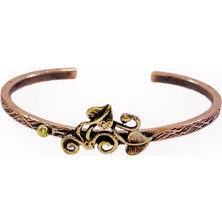 Efemir Yaprak Figürlü Ağaç Kabuğu Bakır Bileklik