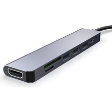 Daytona Fc-17 Type-C To 3*usb 3.0 4K Ultra Hd HDMI Sd Tf Kart Girişli 7ın1 Çevirici Hub Adaptör