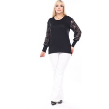 Modayız Siyah Esnek Büyük Beden Bluz 28A-2499