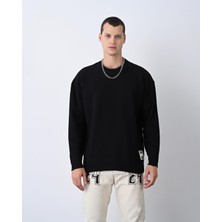 We Fabrica Örgü Desenli Basic Sweat Siyah