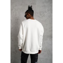 We Fabrica Kuş Baskılı Oversize Sweatshirt Beyaz